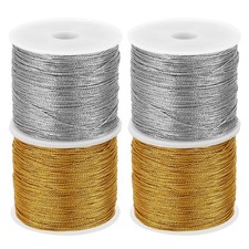 Total 240yard Metallic Cord Set, 4Rolls 0.4mm Dia Ornament String, Gold,Silver
