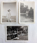 (3) Pretty Leggy Young Woman Bikini Top Heels Tennis Holding Dogs Snapshot Photo — photo 1