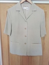 Gerry Weber Short Sleeve Lined Button Front Jacket UK 10 Light- Mid Sage Green