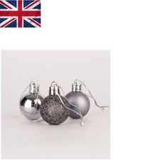 Shatterproof Dark Grey Christmas Baubles - 12pcs Assorted Finish Ornaments