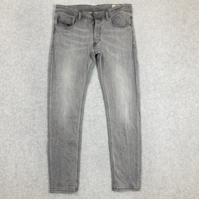 Diesel SLEENKER-X Jeans Mens 32x30 Gray Denim Stretch Slim Skinny Whiskered Y2K