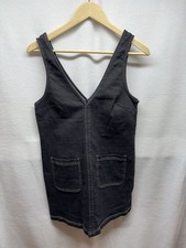 URBAN OUTFITTERS Black Denim V Neck Pinafore Mini Dress Size S