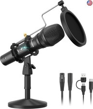 MAONO USB/XLR Podcast Dynamic Microphone, Studio Mic Kit with Volume Control,
