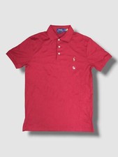  110 Polo Ralph Lauren Men Red Custom Slim-Fit Pony-Logo Short-Sleeve Shirt Sz S
