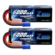 2x Zeee 11.1V 80C 3S 6000mAh Lipo Battery EC5 for RC 1/8 1/10 Vehicles Car Truck