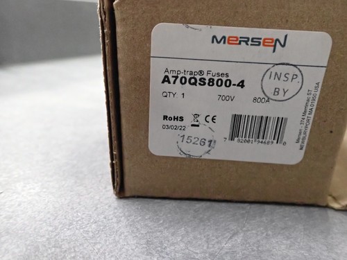 NEW Mersen A70QS800-4 Semiconductor Fuse, 800A, 700VAC/VDC, Bolted Blade - Picture 2 of 2