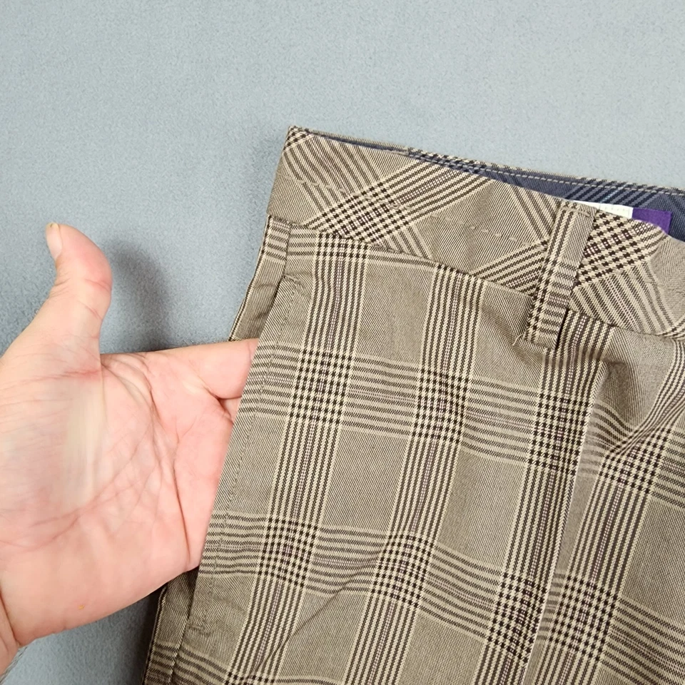 Ashworth 高尔夫公司短裤男式 32 码灰色格子格子休闲正装 — 第 3/4 张图片