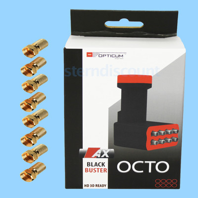 AX Buster Octo 0,1db HDTV FullHD für 8 Receiver Okto 0,1 LNb, LNC acht ausgänge