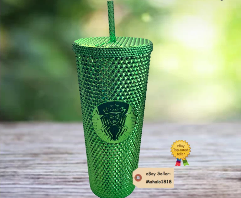 NEW Starbucks Metalic Green Bling Studded Cup 24oz Holiday 2023 Limited  Edition