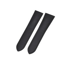 20mm Black Leather Watch Strap For Cartier Tank Ronde Dive Cle