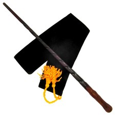 15" Weasley Hand Carved Mahogany Wood Magic Wand Wizard Witch w/ Free Velvet Bag