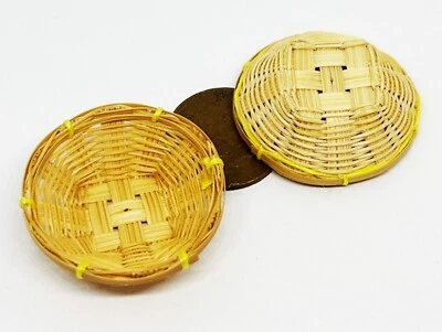 Casa delle Bambole Cesto Bambù Coppia Accessori Diametro 2,5cm Scala 1:12 Bvs tumdee