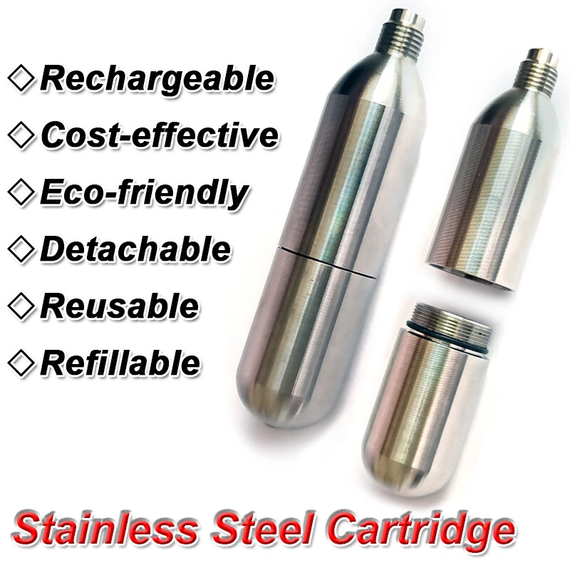 Stainless Steel Refillable 12g 16g threaded Rechargeable CO2