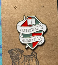 Enamel Pin "Introverts Anonymous" Crest and Banner Funny Sayings Pin
