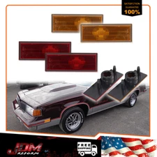 For 1981-1988 Oldsmobile Cutlass 442 Amber Front & Red Rear Side Marker Light 4X