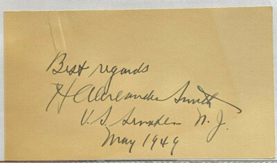 Howard Alexander Smith - US-Senator -  original Autogramm  - Größe 16 x 9 cm 