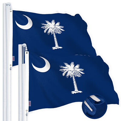 G128 2 Pack: South Carolina SC State Flag 2x3 Ft  Spun Polyester Embroidered