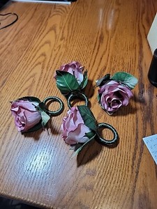 Pink Silk Flower Napkin rings, Lot Of 16