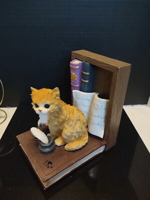 Vintage Resin Orange Cat Library Bookend. Cute | eBay