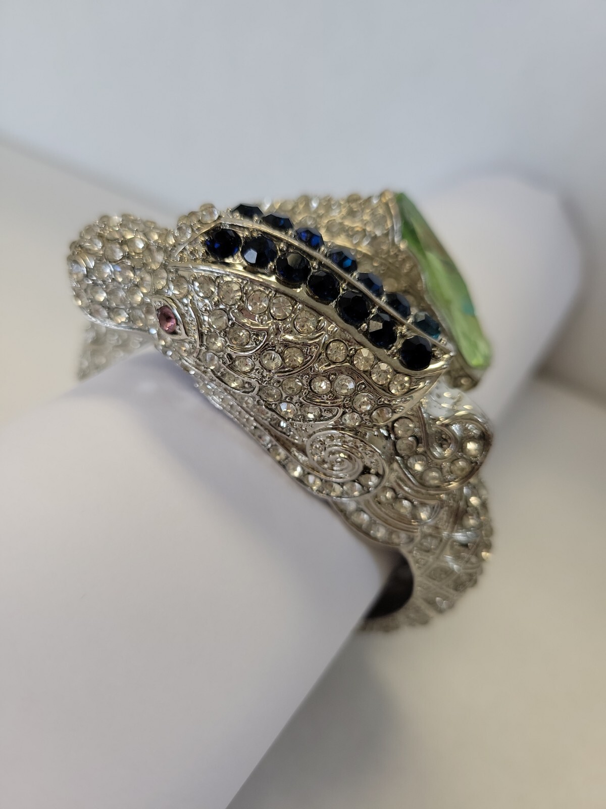 Chunky Dragon Rhinestone Hinged Bangle Bracelet S… - image 1