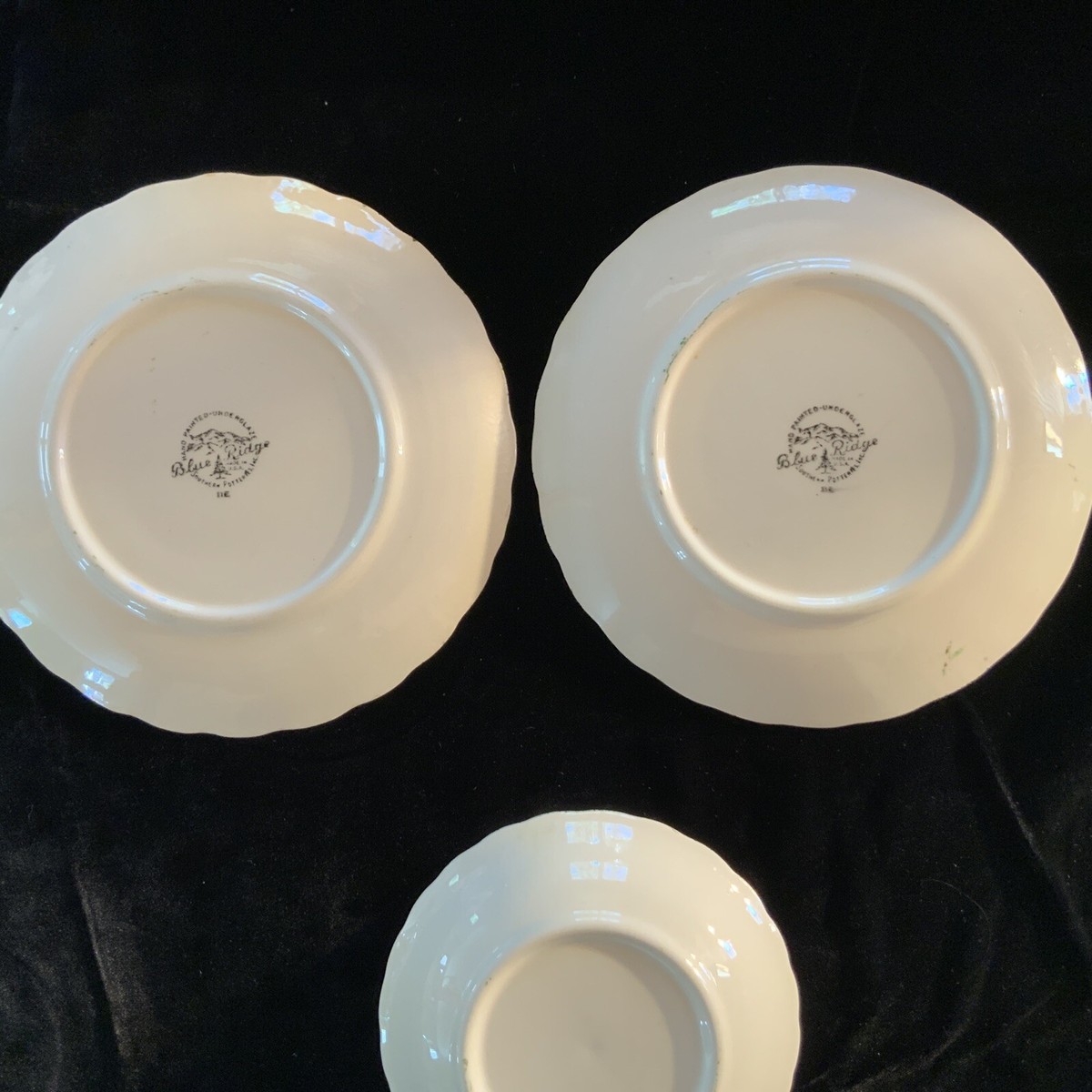 Southern Potteries Blue Ridge Hand Painted Unglazed Plates And