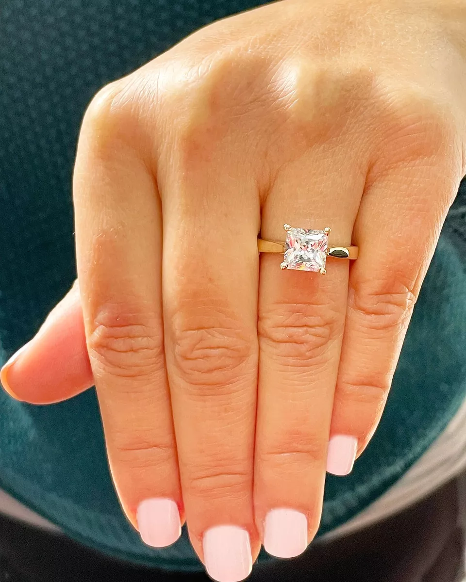 Simulated diamond rings yellow gold clearance
