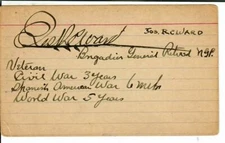 RARE! "Civil War General" Joseph RC Ward Hand Signed 3X5 Card
