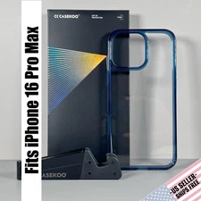 CASEKOO Case for iPhone 16 Pro Max - Blue Glow | Slim Fit | Portable Phone Stand