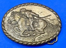 Pony Express Rider Vintage 1981 Mervyn's Commemorative 1St Us Mail Belt Buckle