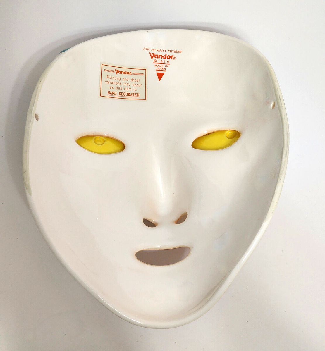 日本製★80年代★Vandor 1985年 陶器製 仮面 舞踏会 マスク 仮装 WOW! VINTAGE 1986 VANDOR FRYMAN PORCELAIN WALL ART MASK * BEACH