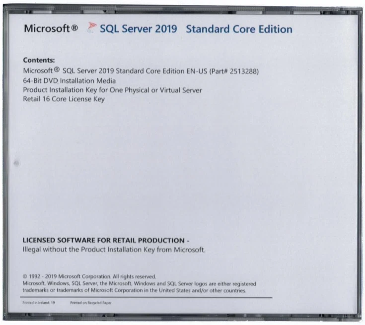 Microsoft SQL Server 2019 Standard with 16 Core License, unlimited User CALs - Image 3 of 3