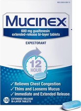 Chest Congestion, Mucinex 12 Hour Extended Release Tablets, 600 mg Guaifenesin
