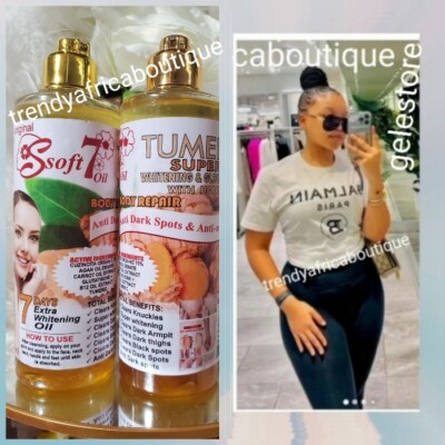  1 Bottle Soft 7 Tumeric & Honey Whitening & Glowing Oil, Body Repair. 250ml  