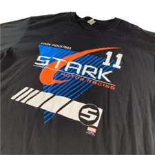 Marvel Men's Stark Industries Motor Racing 11 Iron Man T-Shirt Black • XL