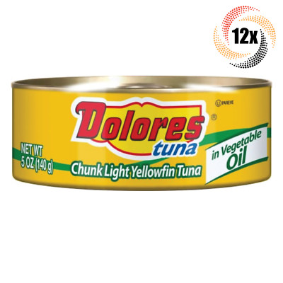 12x Cans Dolores Chunk Light Yellowfin Tuna In Vegatable Oil | 5oz | Easy Open