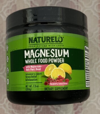 NATURELO Magnesium Whole Food Powder Raspberry Lemon 40 Servings 09/24