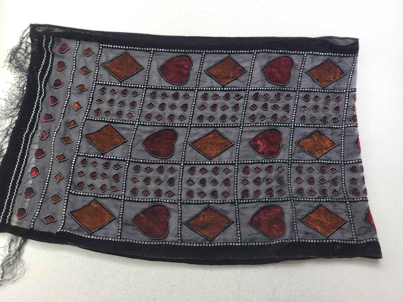 Women's Rectangular Neck Scarf Window Pane Velvet… - image 3