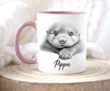 Otter mug, personalised otter gift, otter coffee cup and coaster