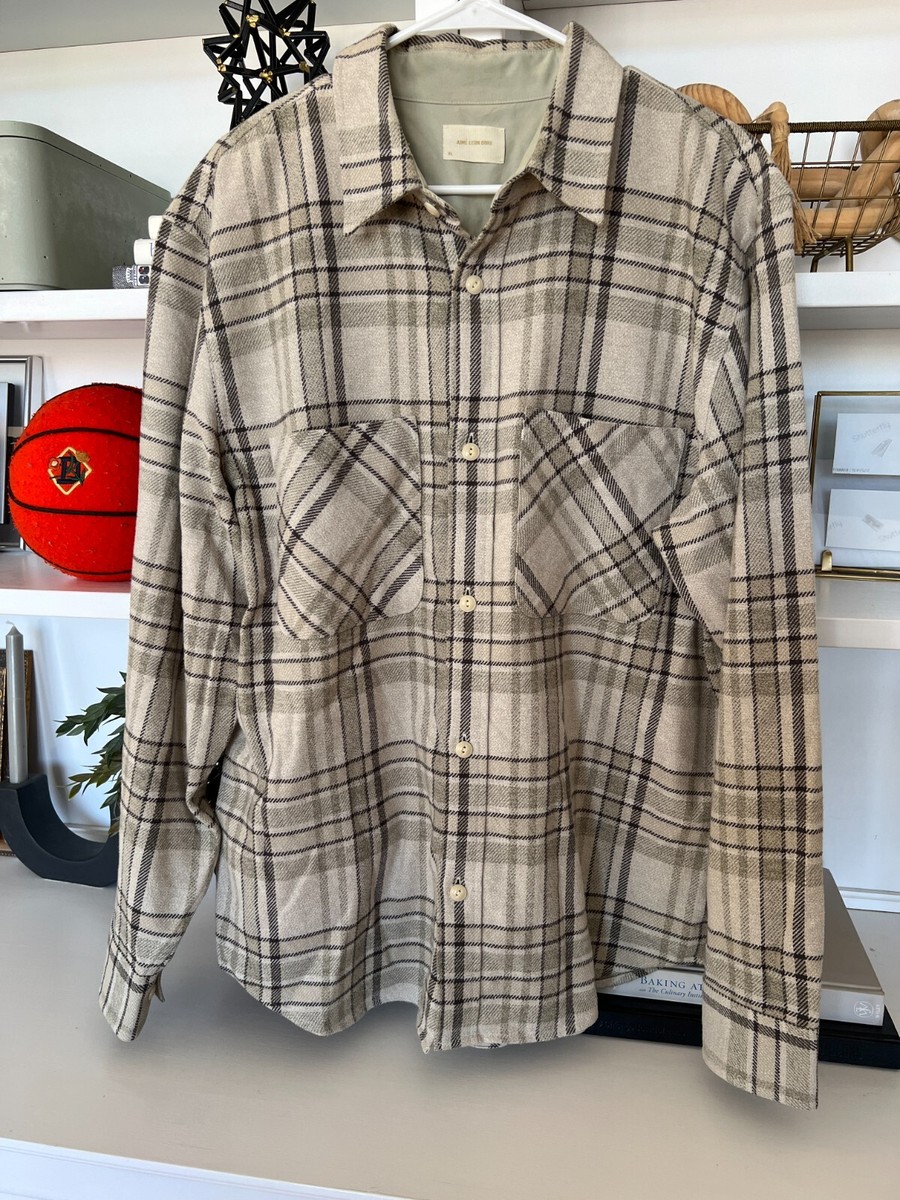 ? Aime Leon Dore Plaid Flannel Cotton Shirt Grey XL | eBay