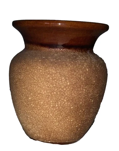 Signed Royal Haeger USA Pottery Brown Textured Sand Lava Ceramic Planter Vase
