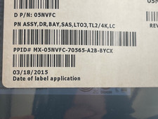 5NVFC Dell PowerVault TL2000 TL4000 LTO-3 Half Height SAS Tape Drive 6Gb