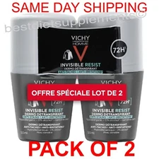 Vichy Homme Invisible Resist 72h Deodorant Dermo-Detranspirant Roll-On 2x50ml