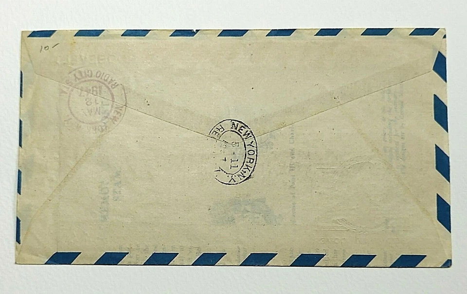 1947 FDC San Marino to NY City Regist. Airmail Honoring Franklin D. Roosevelt. - Image 2 of 2