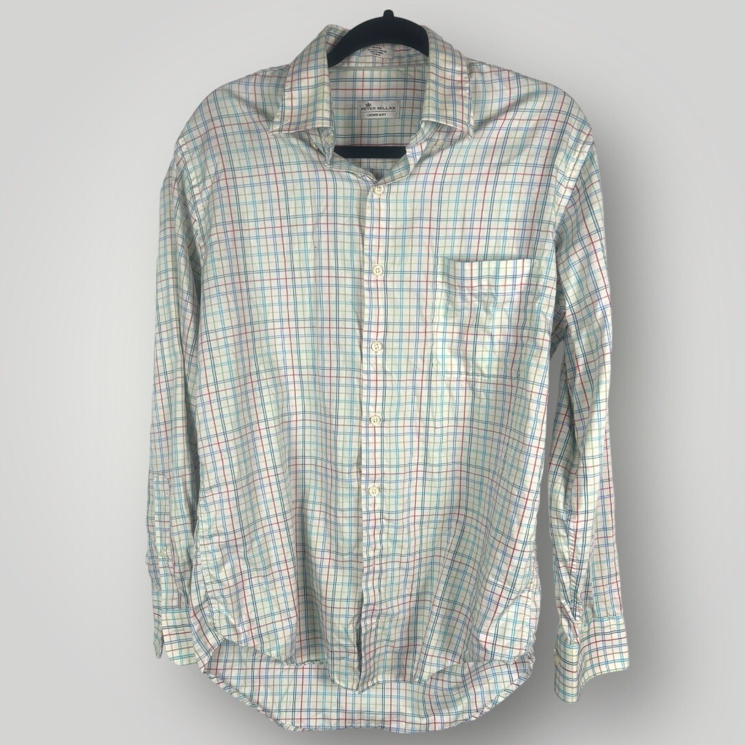 Peter Millar Button Down Plaid Crown Soft Silk Co… - image 1