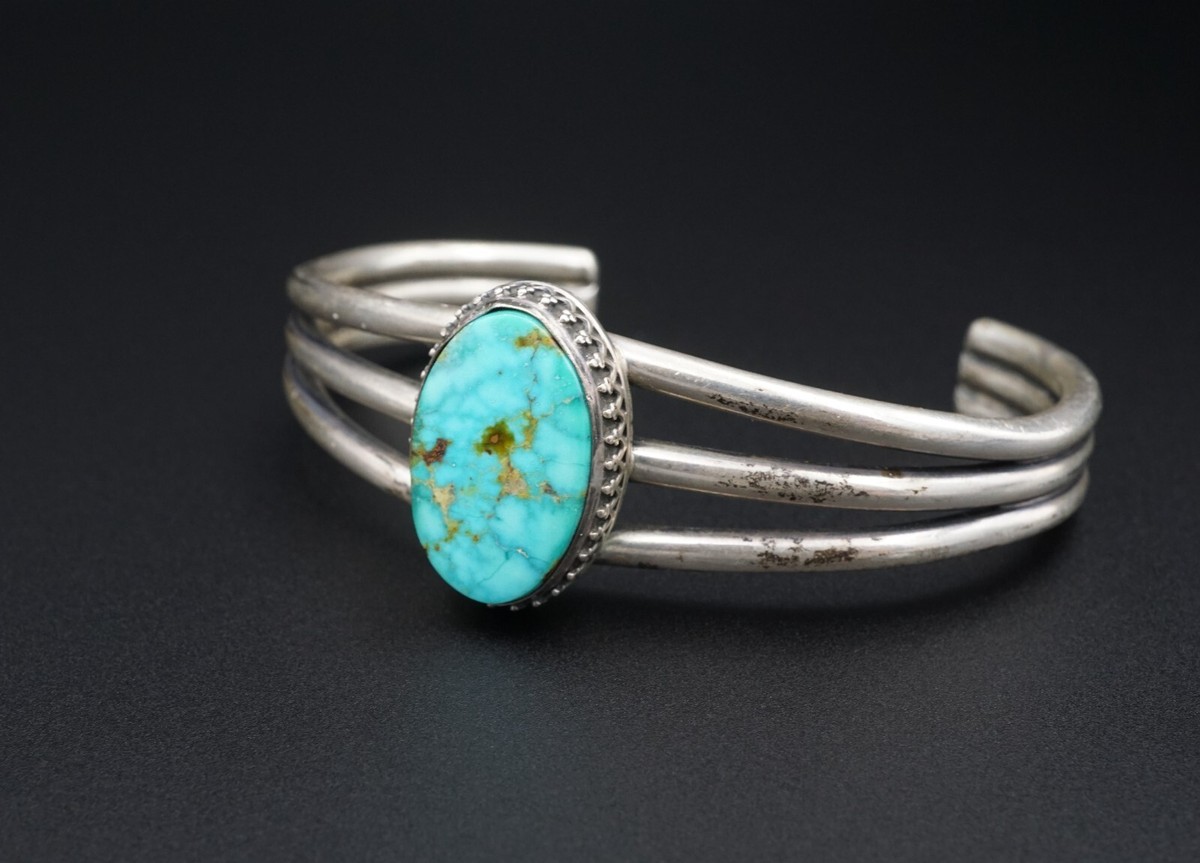 Navajo Darrell Cadman Sterling Silver Turquoise Cuff Navajo Darrell Cadman Sterling Silver Turquoise Cuff