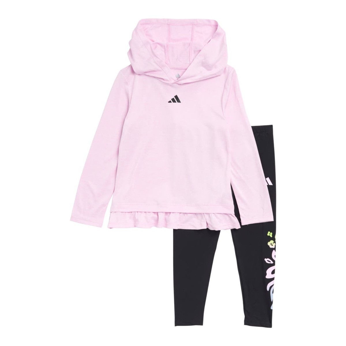 Adidas Girls Ruffle Hoodie GFX Tights Set (Little Kid) Summer School SZ  4T:NWT