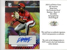 2023 Leaf Perfect Game A-A Metal Auto Proof Rainbow Burst David Hogg II 1/1