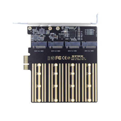 Cablecy Four SATA NGFF Key B+M SSD to PCI-E 1x Motherboard Desktop Adapter Card