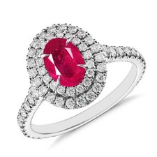 Anello da donna in argento sterling 925 massiccio forma ovale 1,60 ct rubino birmano naturale