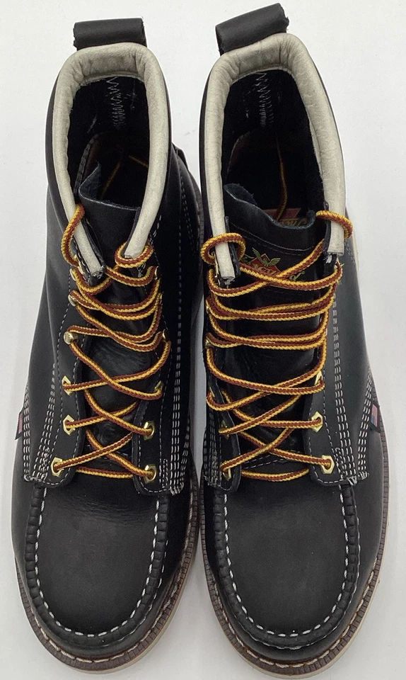 Botas de trabalho Thorogood 804-6201 masculinas 6" biqueira de segurança de couro aço preta tamanho 9,5 D - Imagem 3 de 4